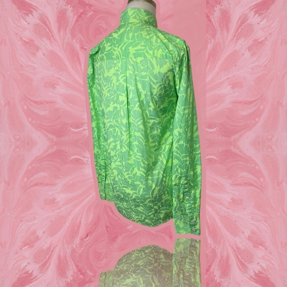 J. Crew ‘Boy’ Button-Up Shirt in Tropical Leaf Print “Light Green Neon” Size 0 - Picture 11 of 15